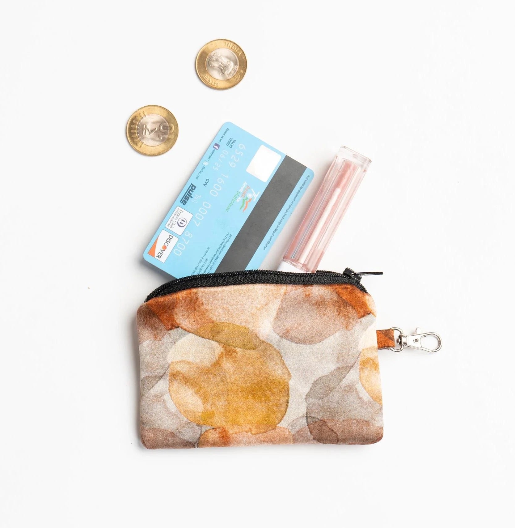 Abstract Browns Silk Pouch / Coin Purse - Pattern Passion_Just Makers