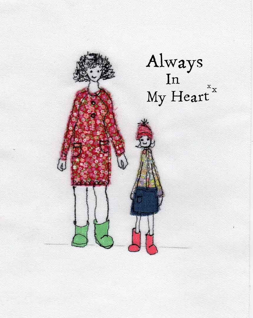 Always in my Heart Mounted Print - Touchy Feely Textiles - Just Makers Touchy Feely Textiles