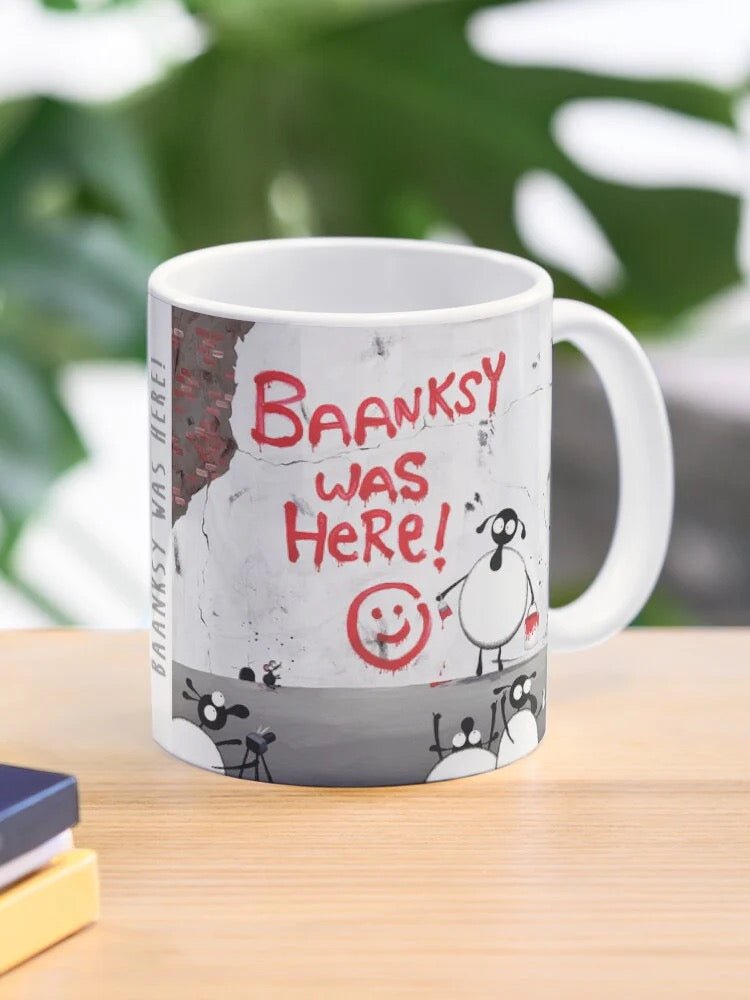 Baanksy Was Here Ceramic Mug - Mervyn Tay Art - Just Makers Mervyn Tay Art