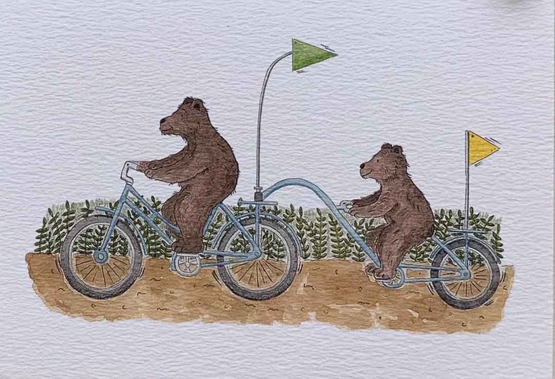 Bear - y Best Pedalling Pals A4 Print - Just Makers Bramble Wood & Co