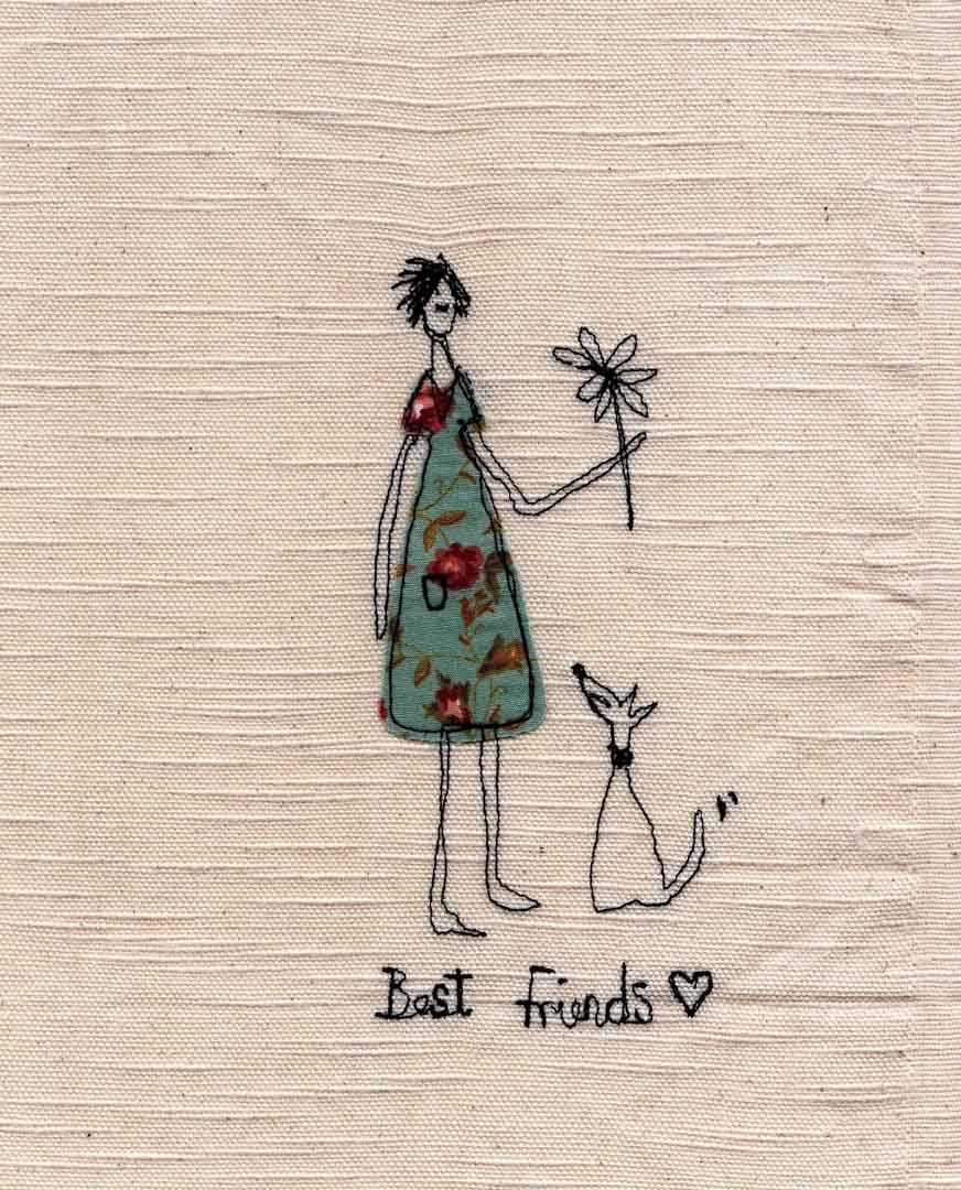 Best Friends Mounted Print - Touchy Feely Textiles - Just Makers Touchy Feely Textiles