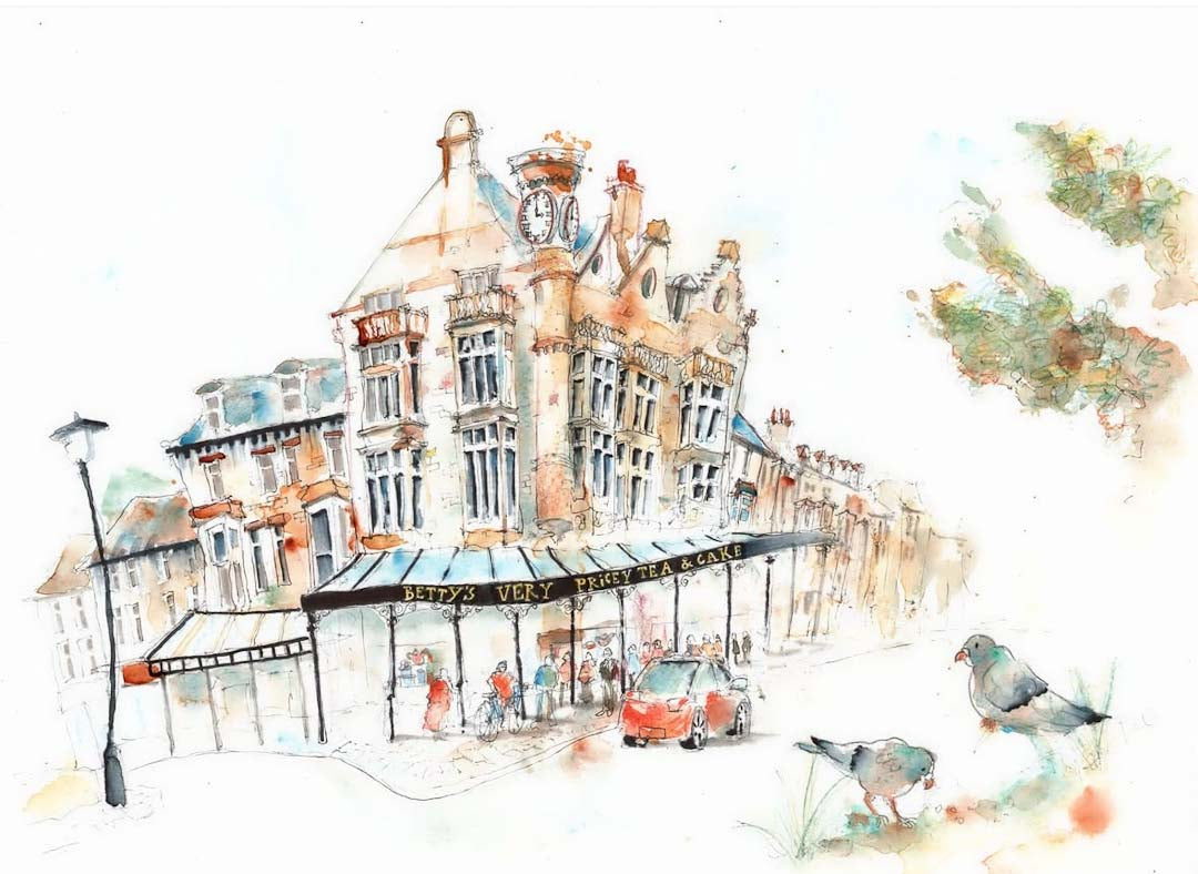 Bettys of Harrogate Knaresborough Greeting Card - Tim Gomersall Art_Just Makers