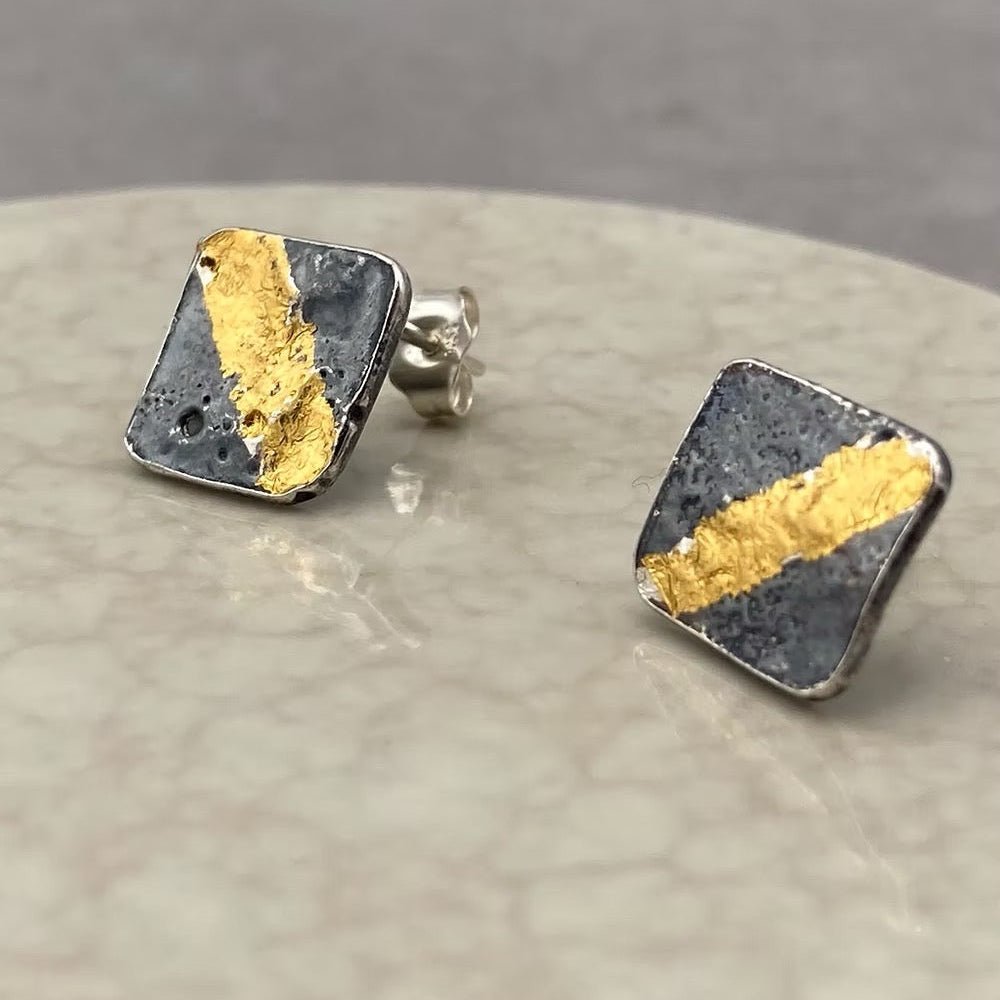Black and Gold Studs - Tori Foster Jewellery - Just Makers Tori Foster Jewellery