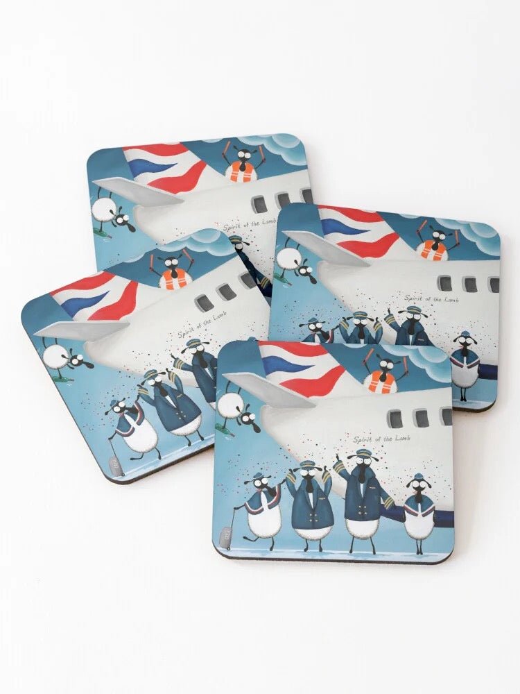 Bleatish Airways Coaster - Mervyn Tay Art - Just Makers Mervyn Tay Art