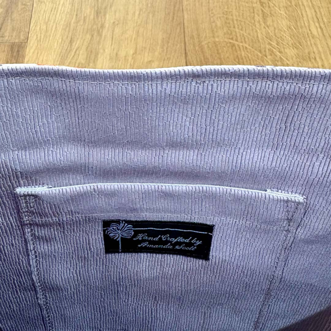 Blue Floral Print Kimono Silk Handbag Inner - Amanda Scott_Just Makers