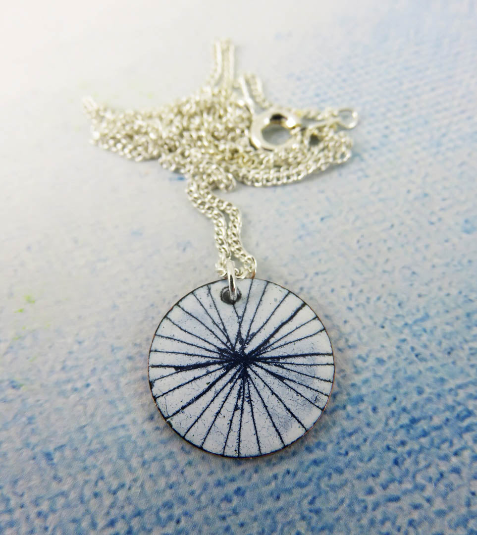 Blue and White Enamel and Copper Pendant by 830 Degrees_Just Makers