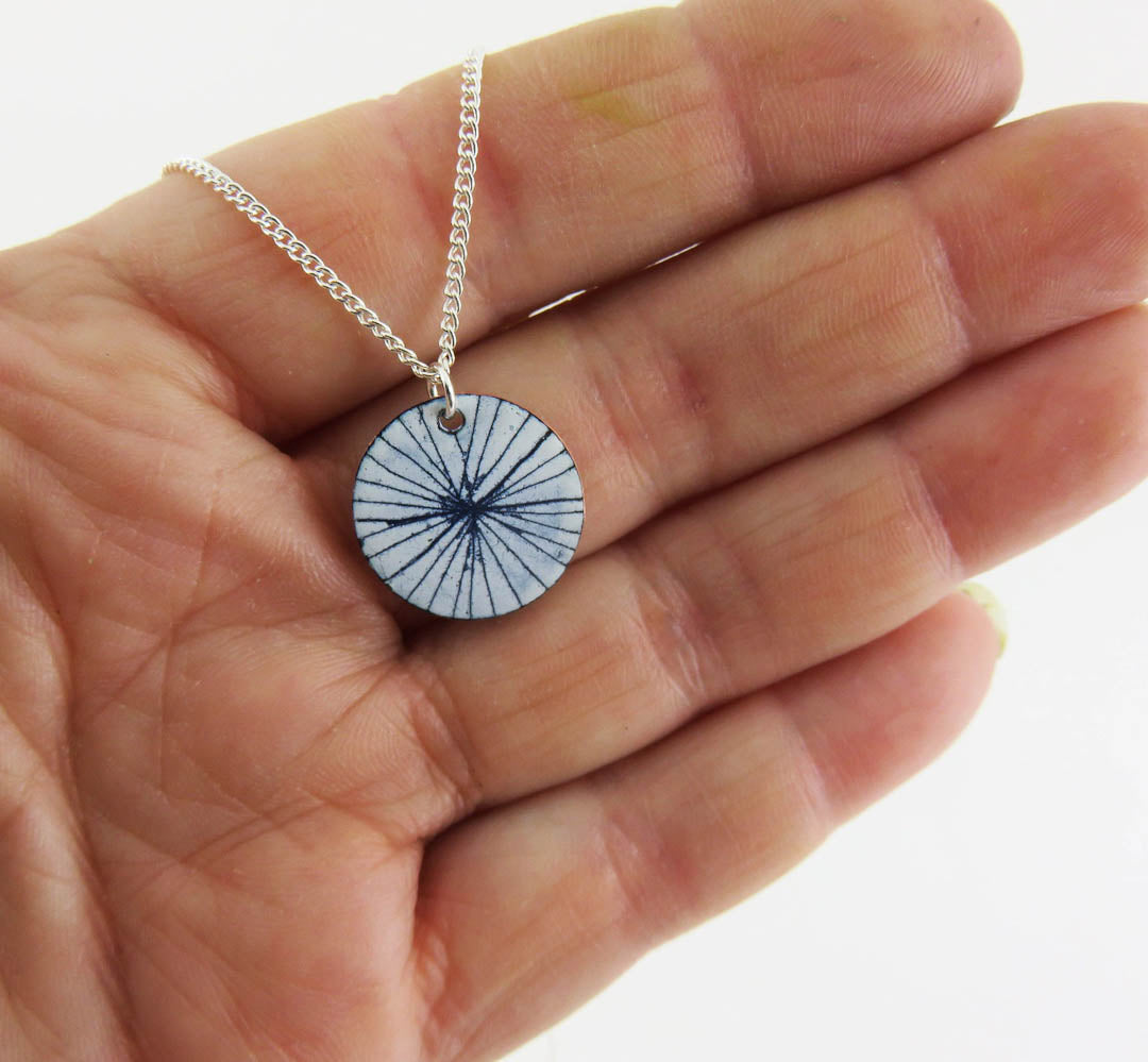 Blue and White Enamel and Copper Pendant by 830 Degrees_Just Makers