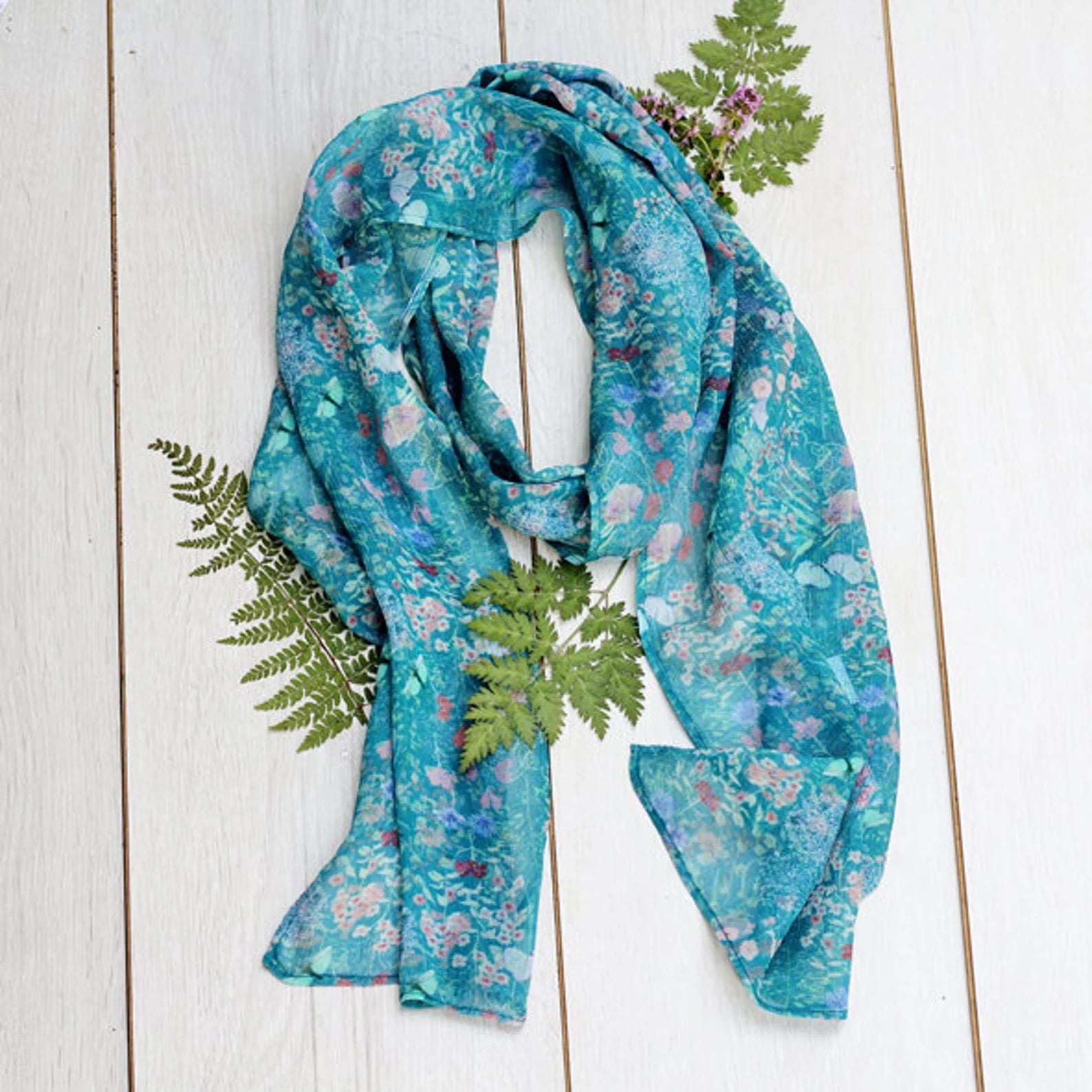 Botanical Meadows Chiffon Silk Scarf - Pattern Passion_Just Makers
