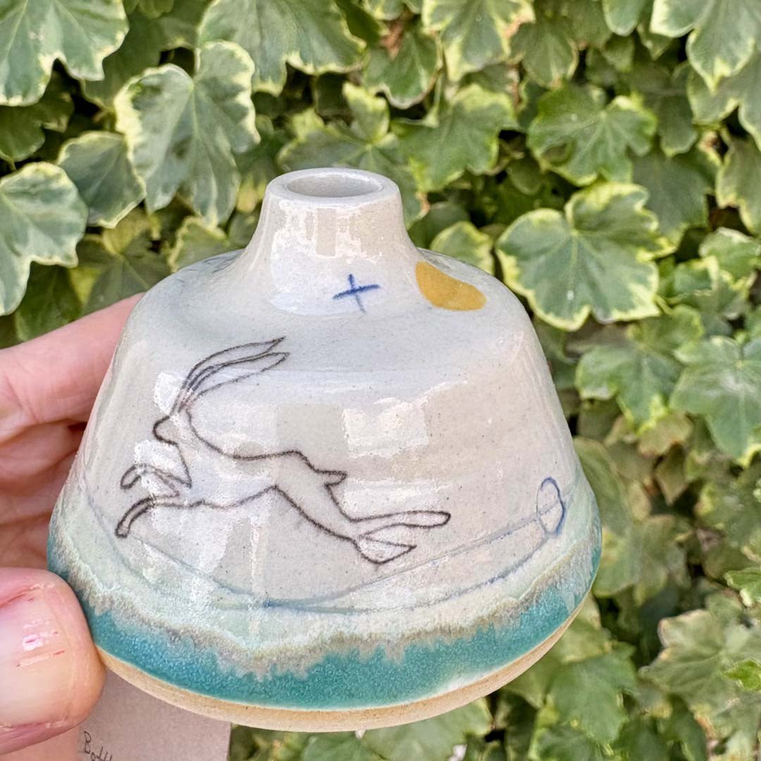 Bottle Bud Vase - Hare - Lorna Gilbert - Just Makers Lorna Gilbert Ceramics
