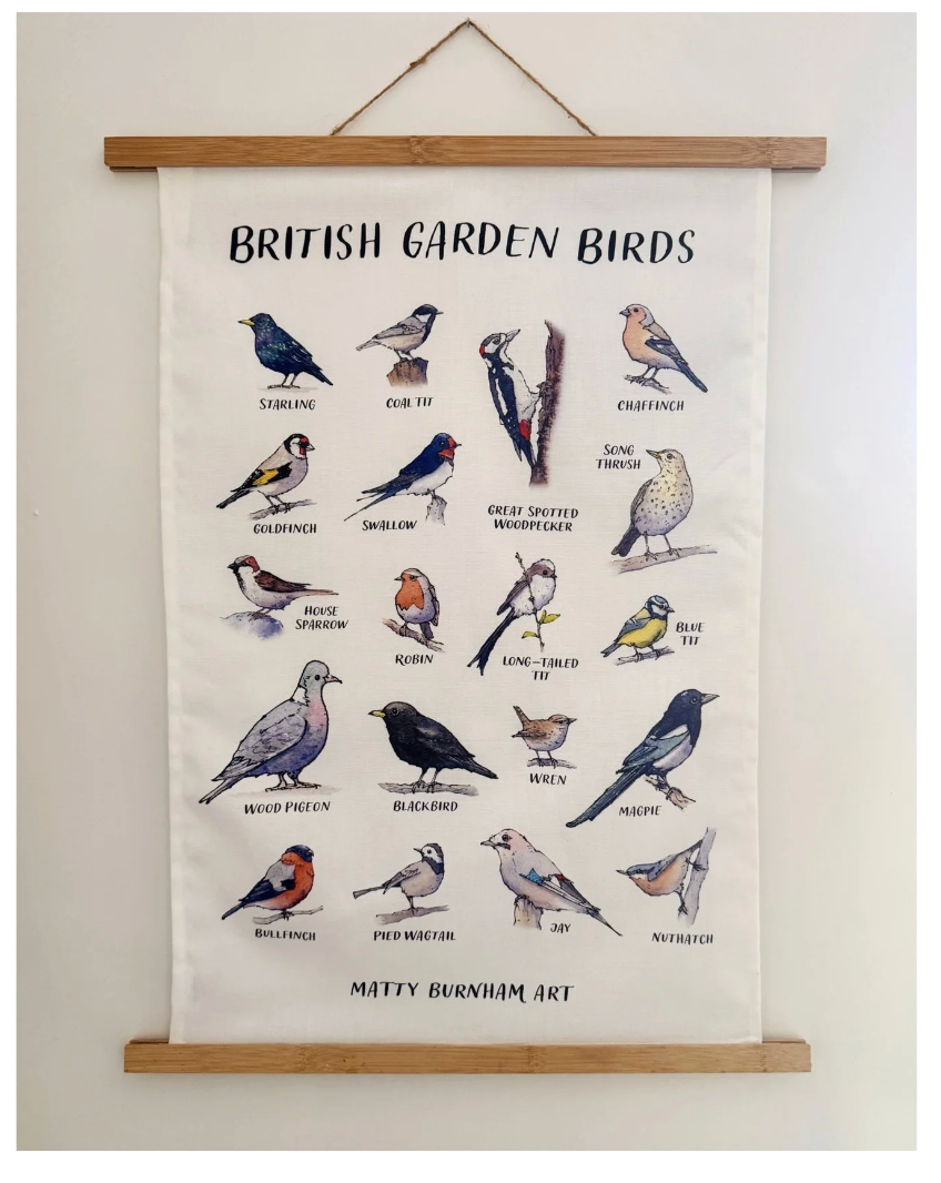 British Garden Birds Tea Towel - Matty Burnham_Just Makers