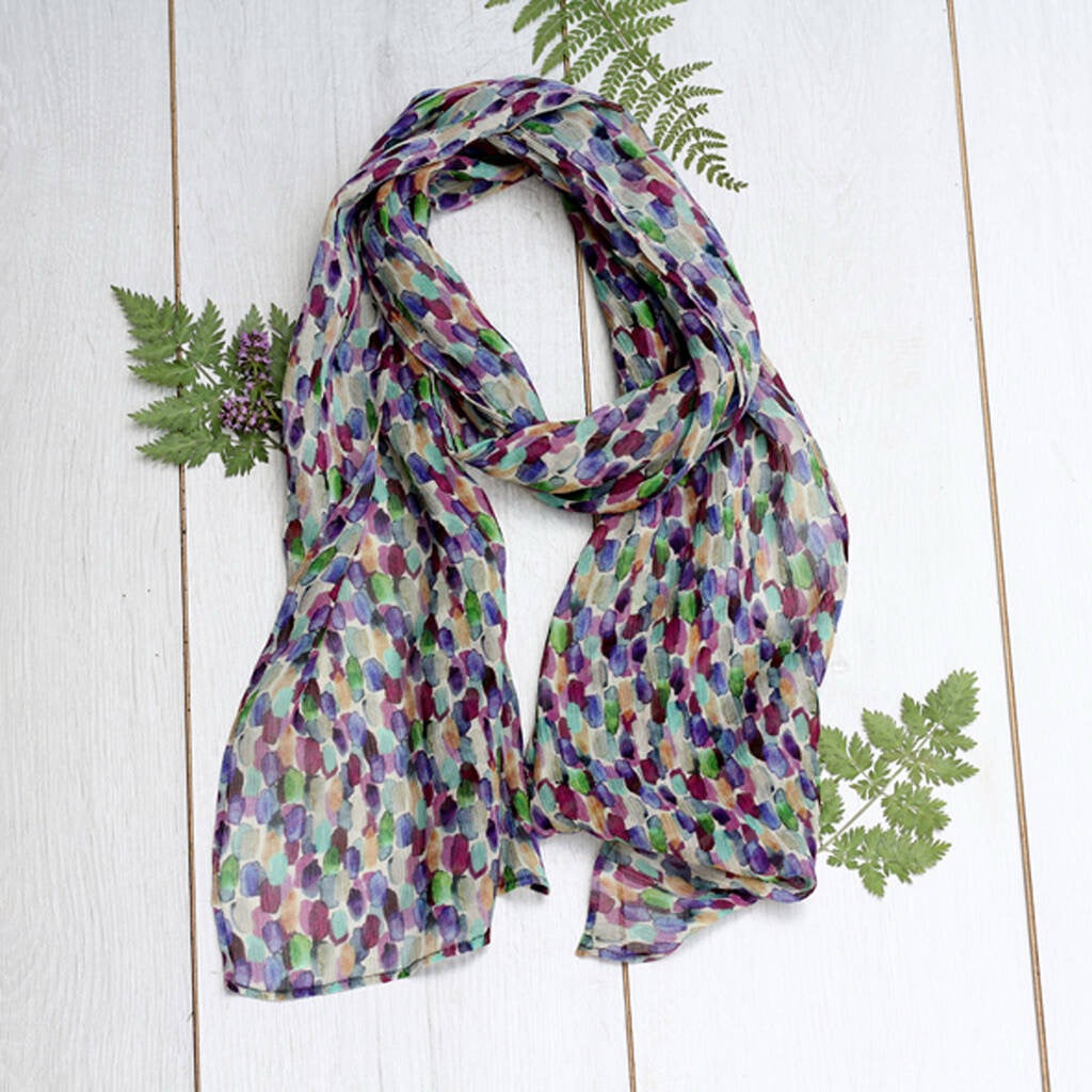 Brush Strokes Chiffon Silk Scarf - Pattern Passion_Just Makers
