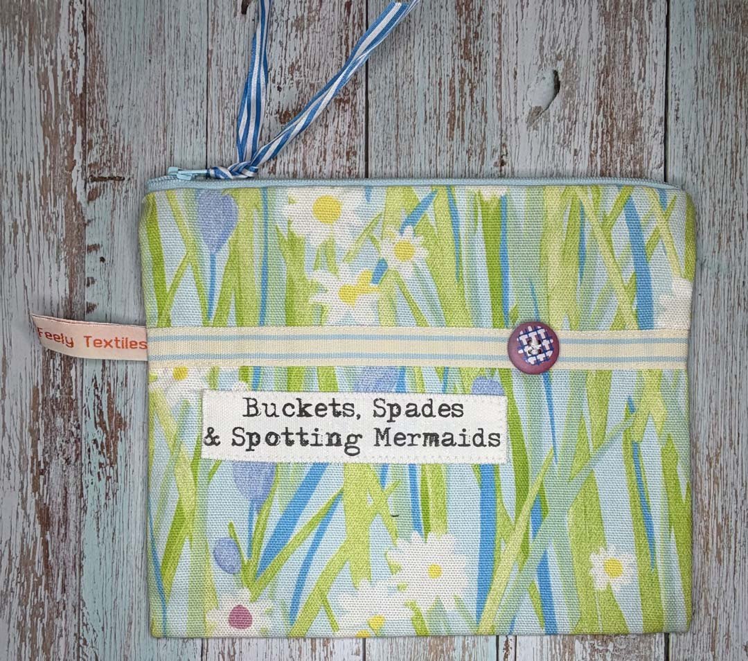 Buckets, Spades and Spotting Mermaids Purse - Touchy Feely Textiles - Just Makers Touchy Feely Textiles