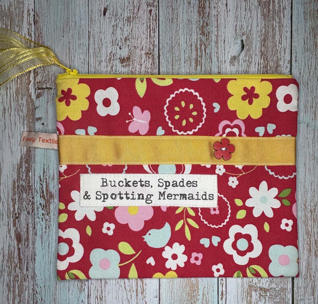 Buckets, Spades and Spotting Mermaids Purse Red - Touchy Feely Textiles_Just Makers