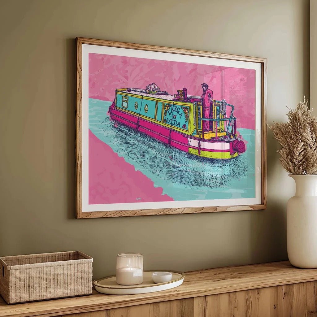 Canal Boat Unframed Print - Bejojo Art - Just Makers Bejojo Art