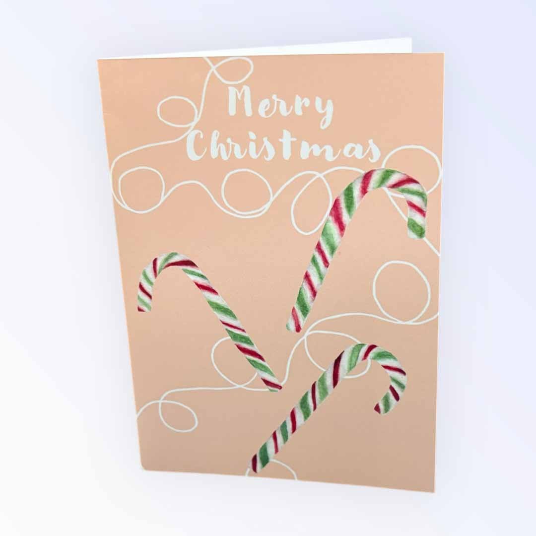 Candy Cane Greeting Card - Inky Print Designs - Just Makers Inky Print Designs