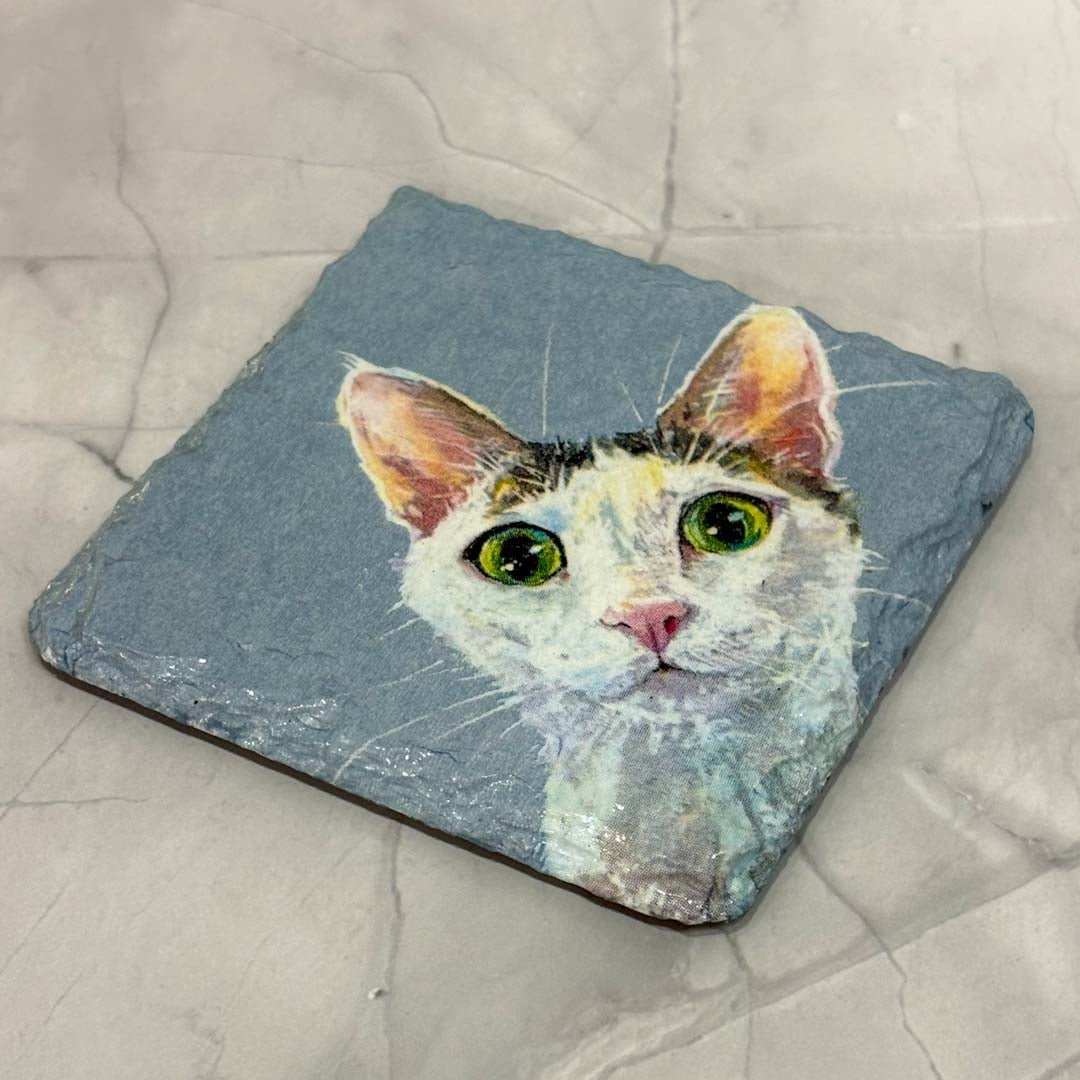 Cat Coaster Slate - Sarah Tustin - Just Makers Sarah Tustin