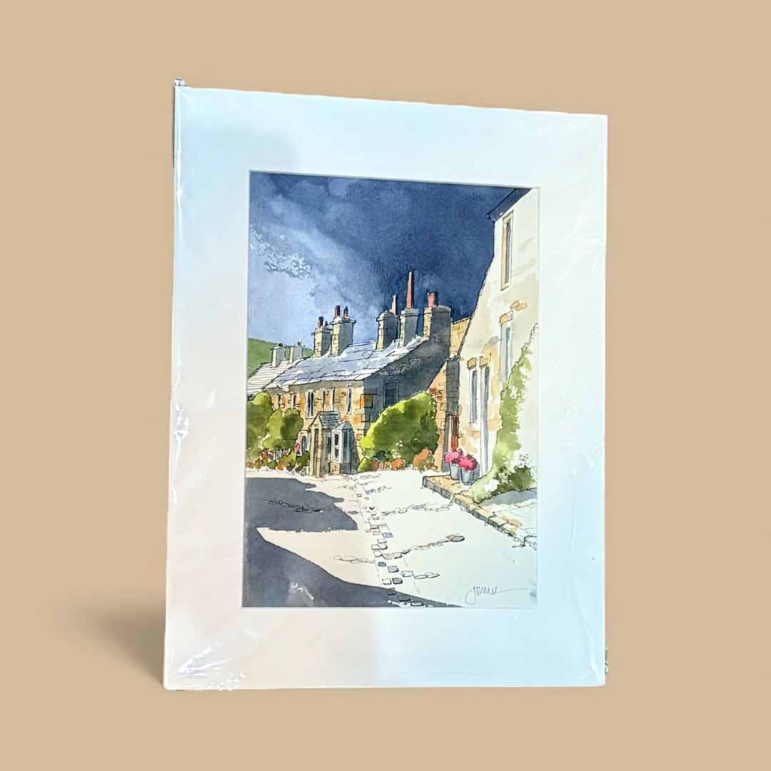 Chamber End Fold, Grassington Mounted Original Line and Watercolour - John Harrison_Just Makers