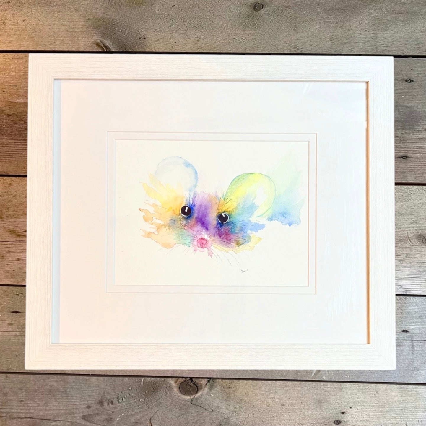 Charlie the Mouse Original Framed Watercolour - Sandie Turner_just makers