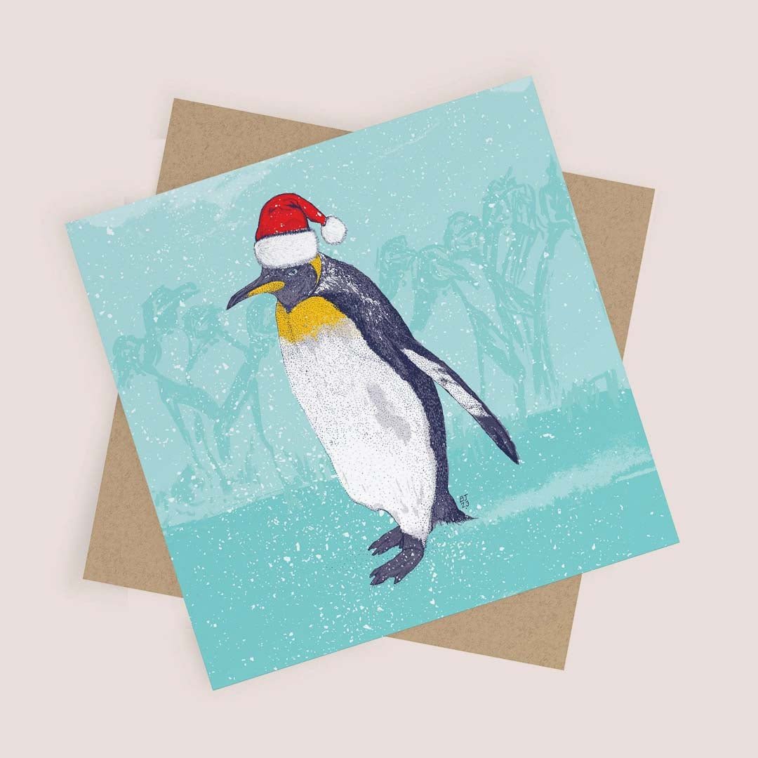 Christmas Penguin Greeting Card - Bejojo Art - Just Makers Bejojo Art