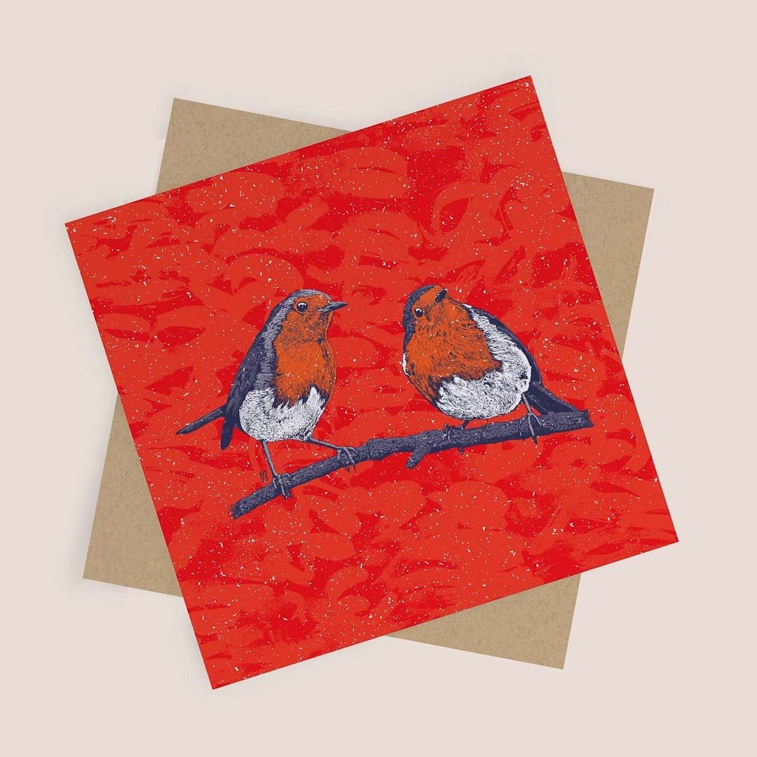 Christmas Robins Greeting Card - Bejojo Art - Just Makers Bejojo Art