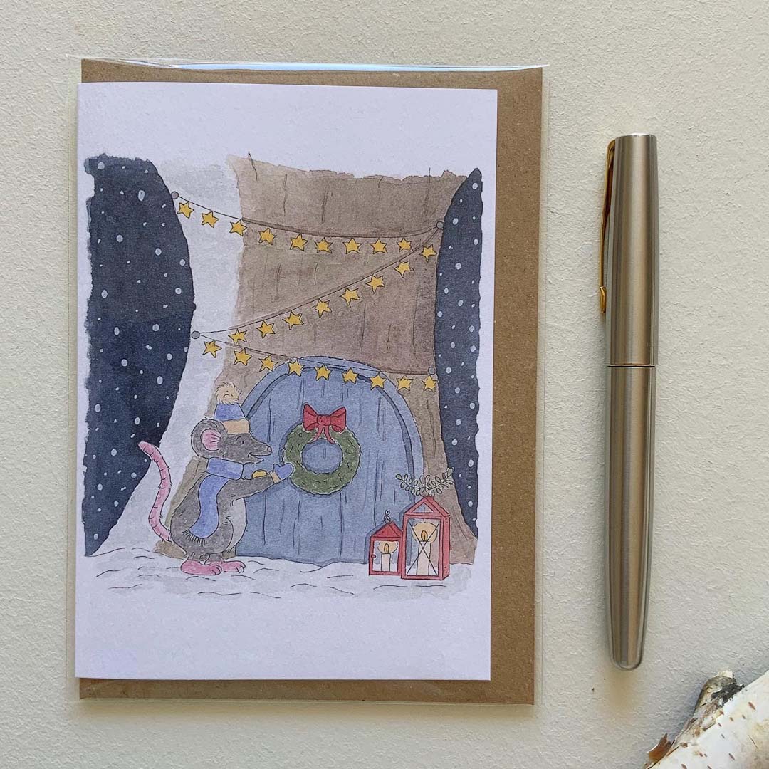 Christmas Wreath Mouse Card - Bramble Wood & Co_Just Makers