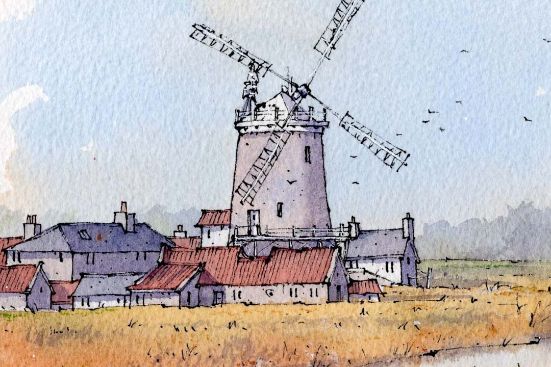 Cley Windmill A3 Mounted Print - Matty Burnham_Just Makers