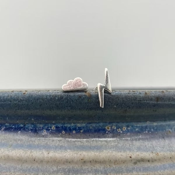 Cloud and Lightning Studs - Tori Foster Jewellery_Just Makers