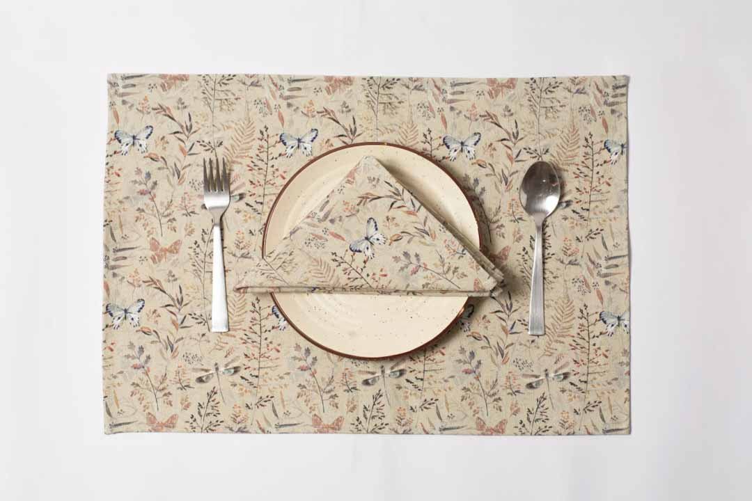 Cotton Table Napkin Ferns and Dragonflies Design - Pattern Passion - Just Makers Pattern Passion