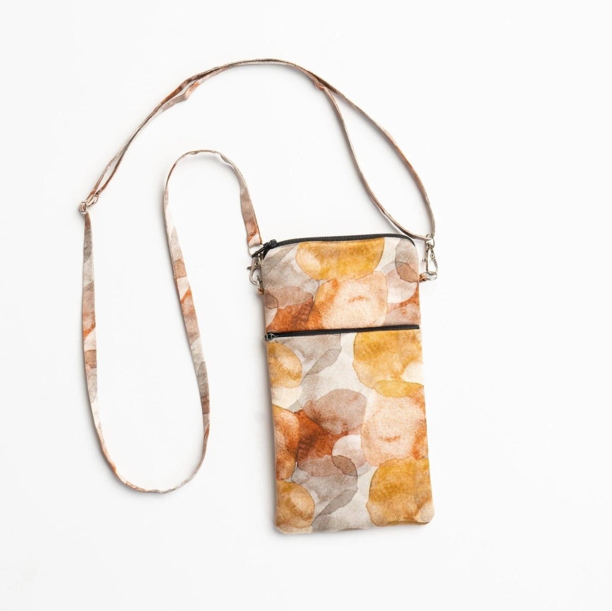 Cross Body Silk Golden Abstract Phone Bag - Pattern Passion - Just Makers Pattern Passion