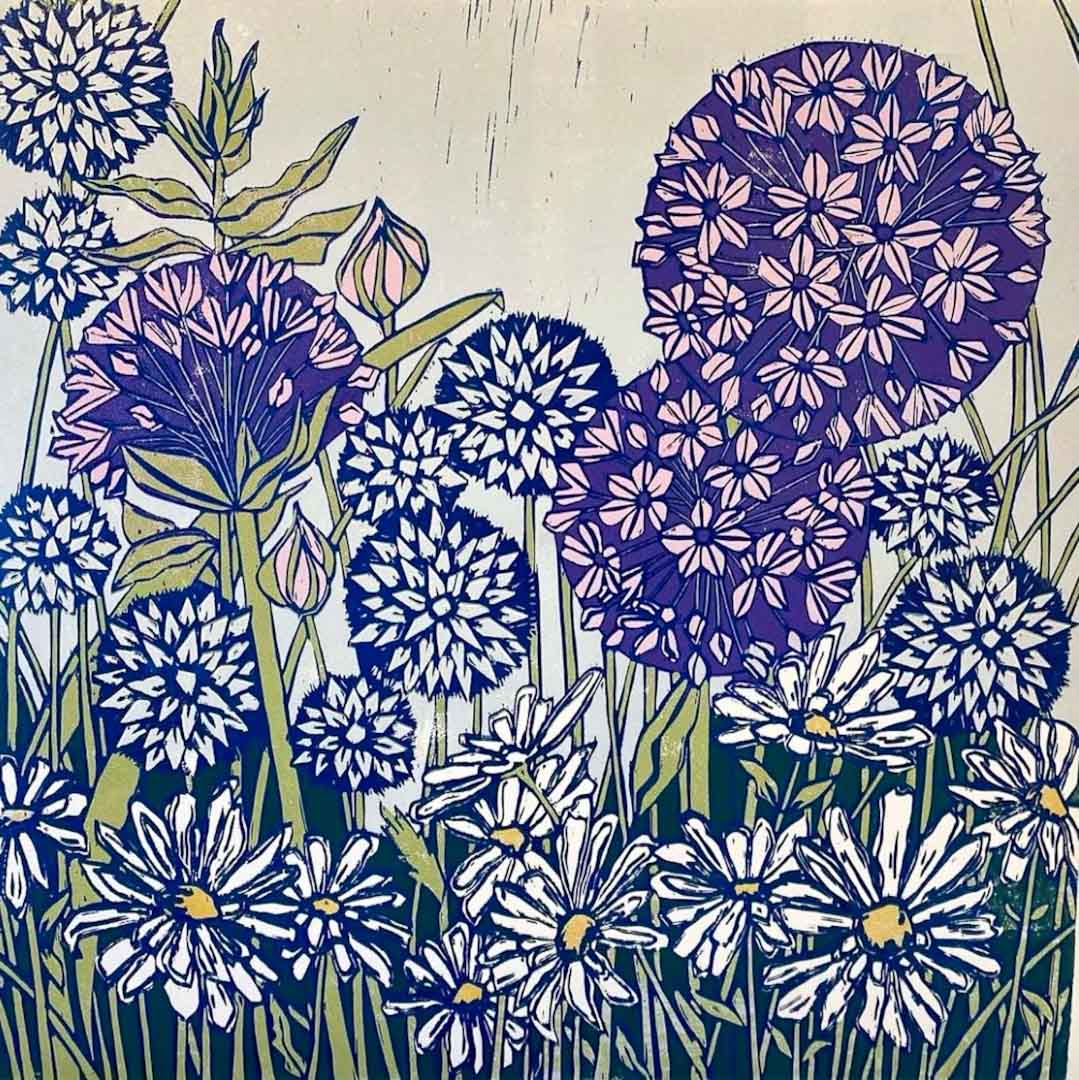 Daisies, Alliums and Echinops Unframed Print_Just Makers