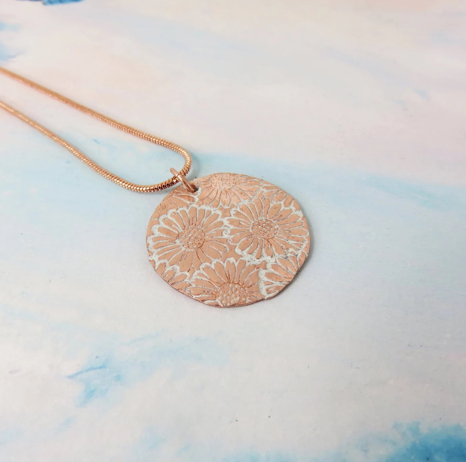 Daisy Textured Copper Pendant - 830 Degrees_Just Makers