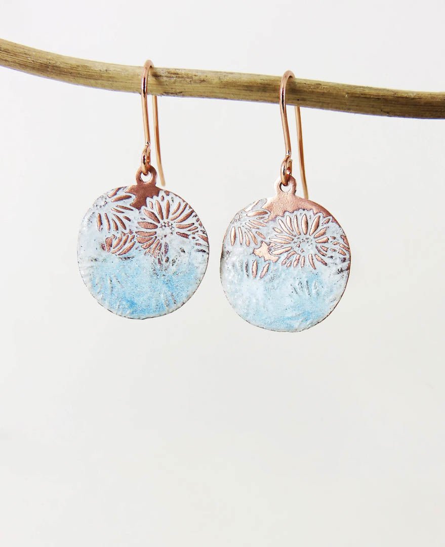Daisy Textured Copper Earrings - 830 Degrees - Just Makers 830 Degrees