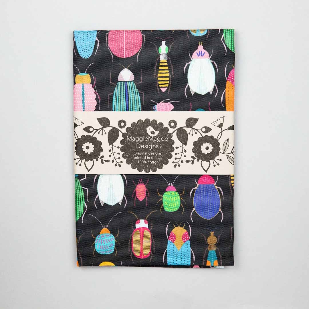 Dark Beetles Tea Towel Maggie Magoo Designs - Just Makers Maggie Magoo Designs