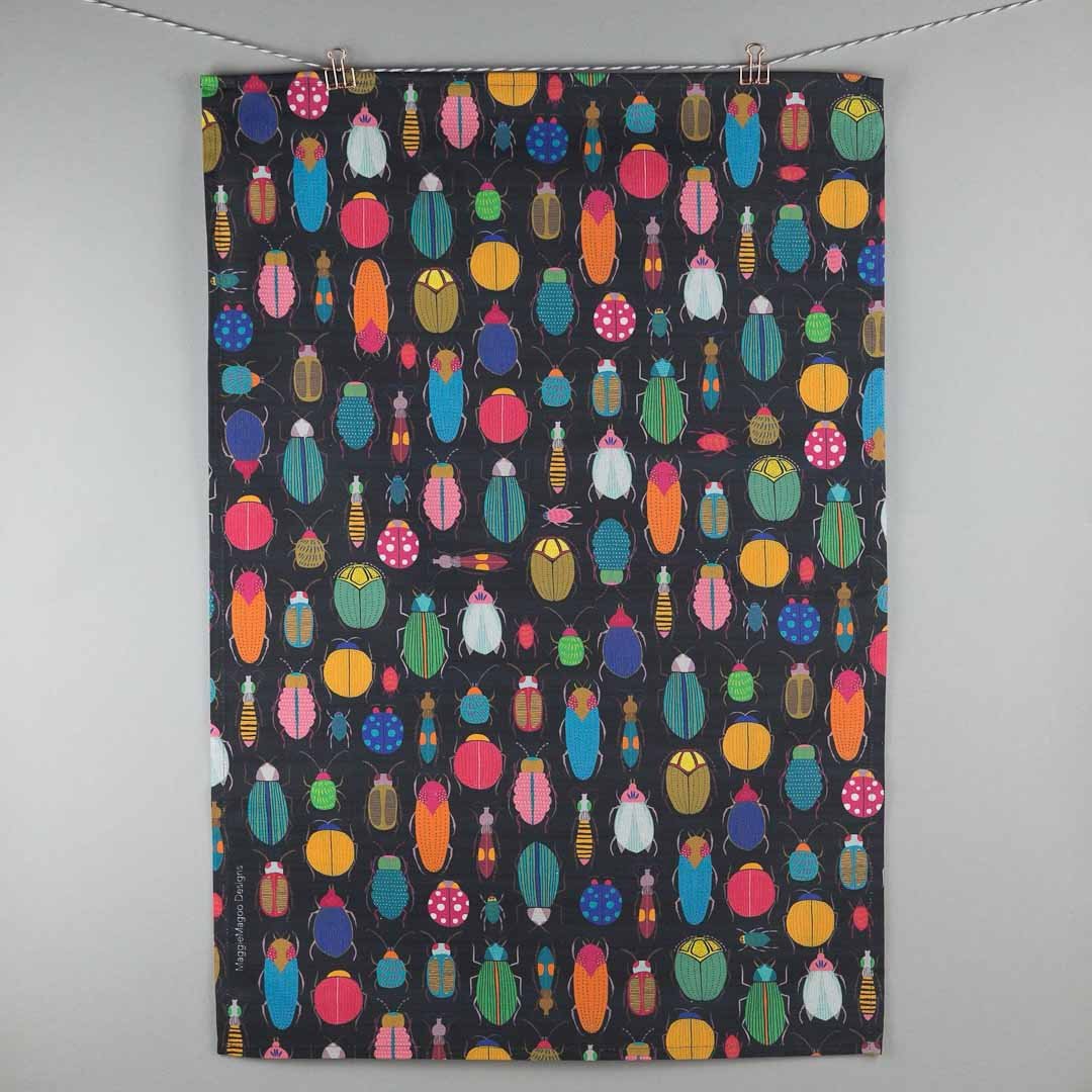 Dark Beetles Tea Towel Maggie Magoo Designs - Just Makers Maggie Magoo Designs