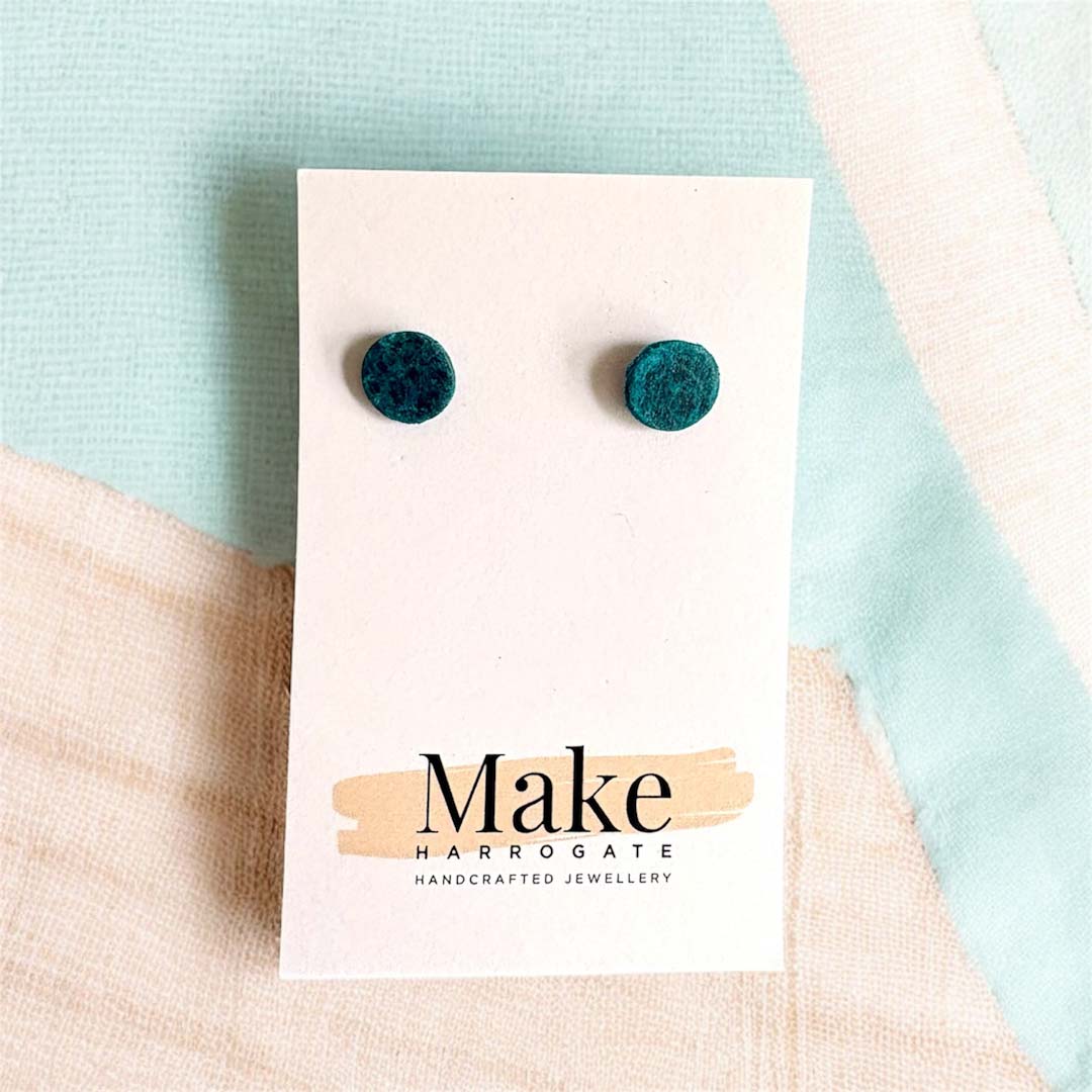 Deep Teal Print Studs - Make Harrogate_Just Makers