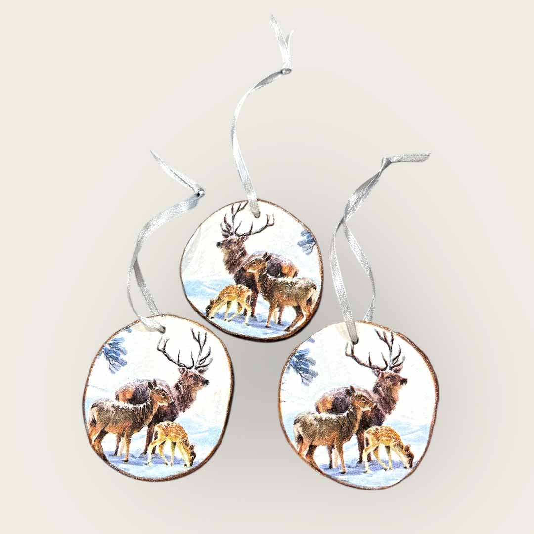 Deer Family Log Decoration by Sarah Tustin_Just Makers