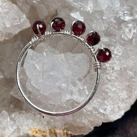 Delicate Garnet Silver Ring - Hart, Body and Soul - Just Makers Hart, Body and Soul
