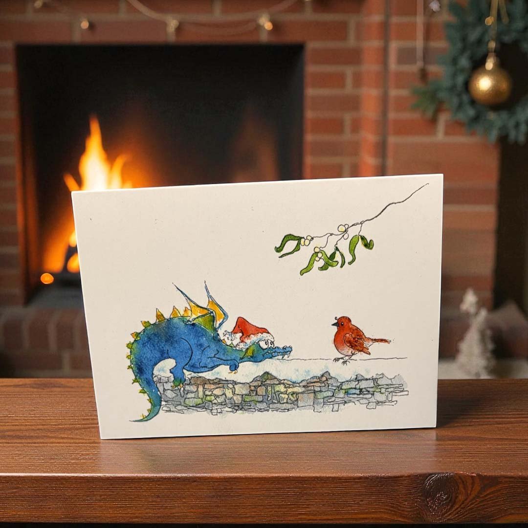 Dragon and the Robin Greeting Card - Tim Gomersall Art - Just Makers Tim Gomersall Art