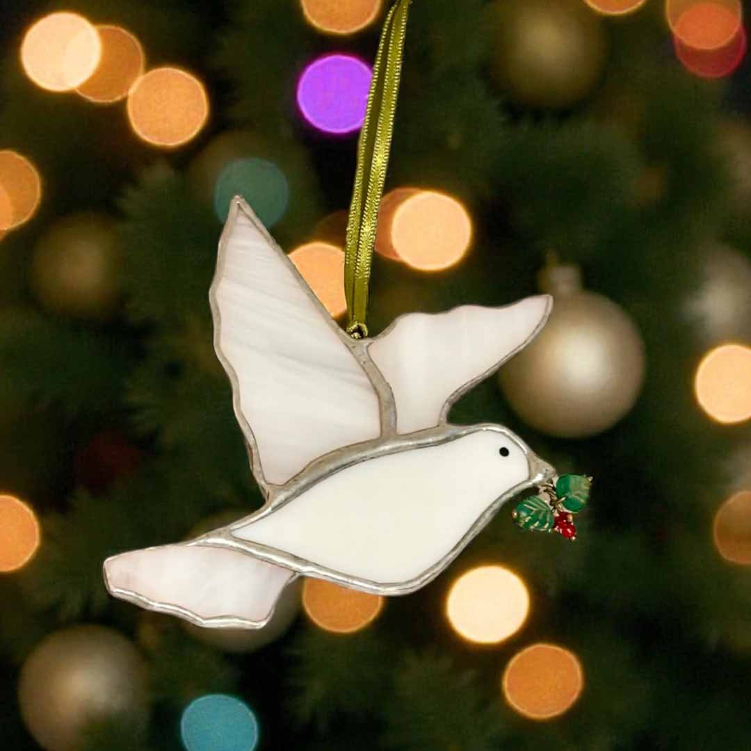 Dragonfly Glass Art Hanging Dove of Peace - Just Makers Dragonfly Glass Art