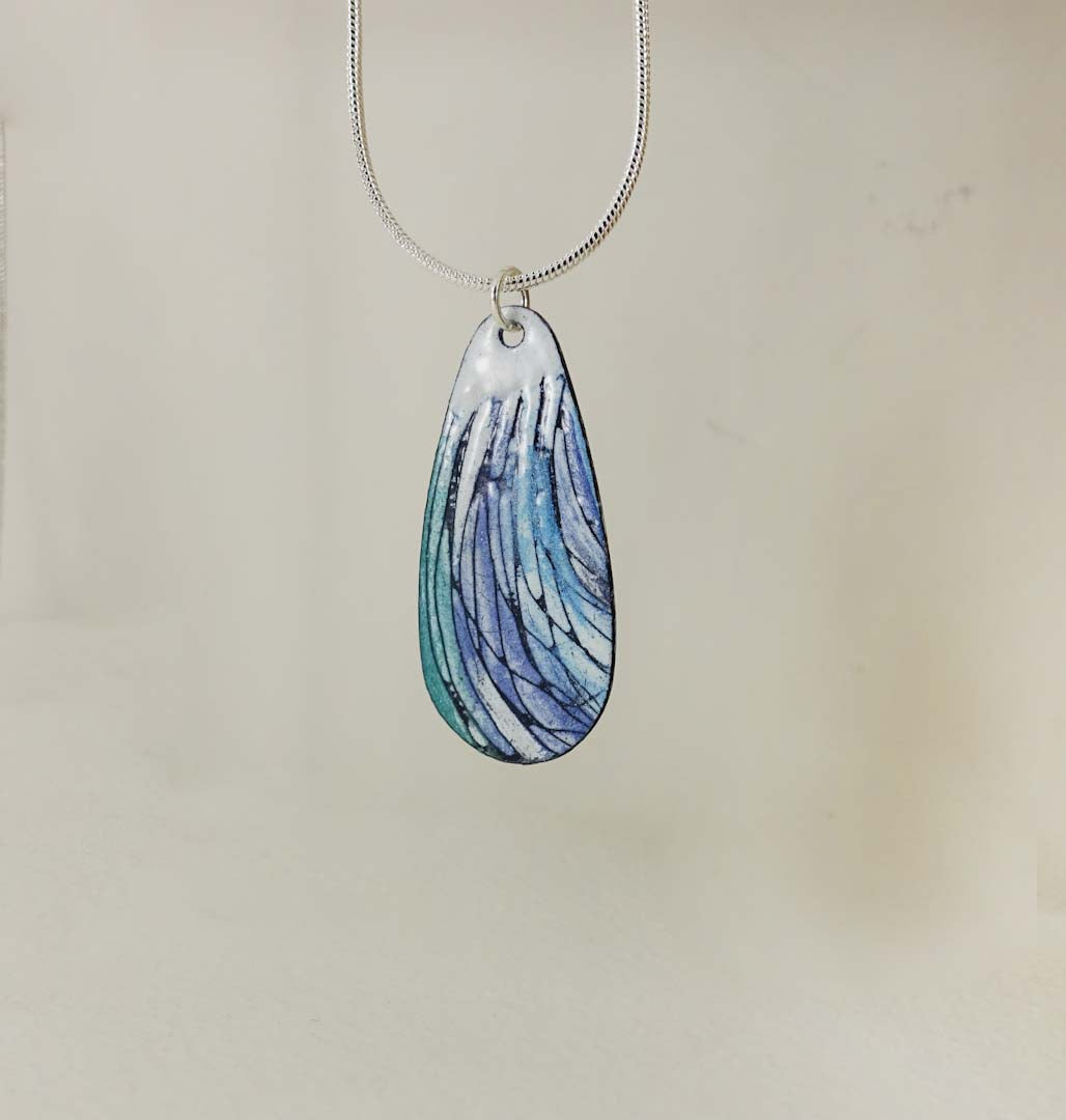 Dragonfly Inspired Teardrop Enamel and Copper Pendant by 830 Degrees_Just Makers