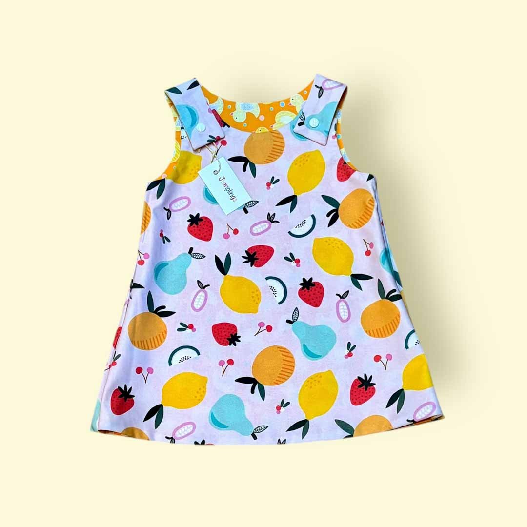 Duck and Fruit Reversible Dress 2 - 3 Years - Jumplings Clothes - Just Makers Jumplings Clothes