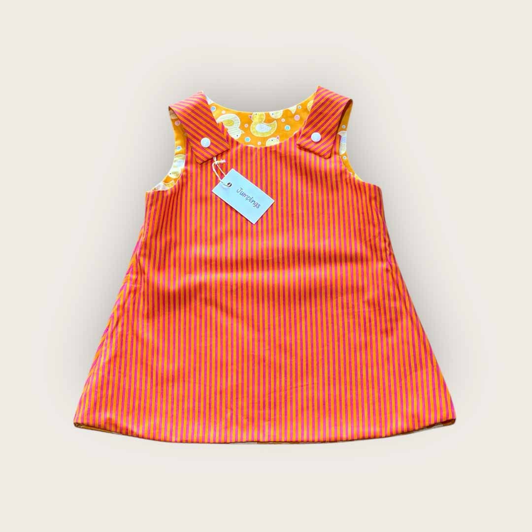 Duck and Fruit Reversible Stripe Dress 1 - 2 Years - Jumplings Clothes - Just Makers Jumplings Clothes
