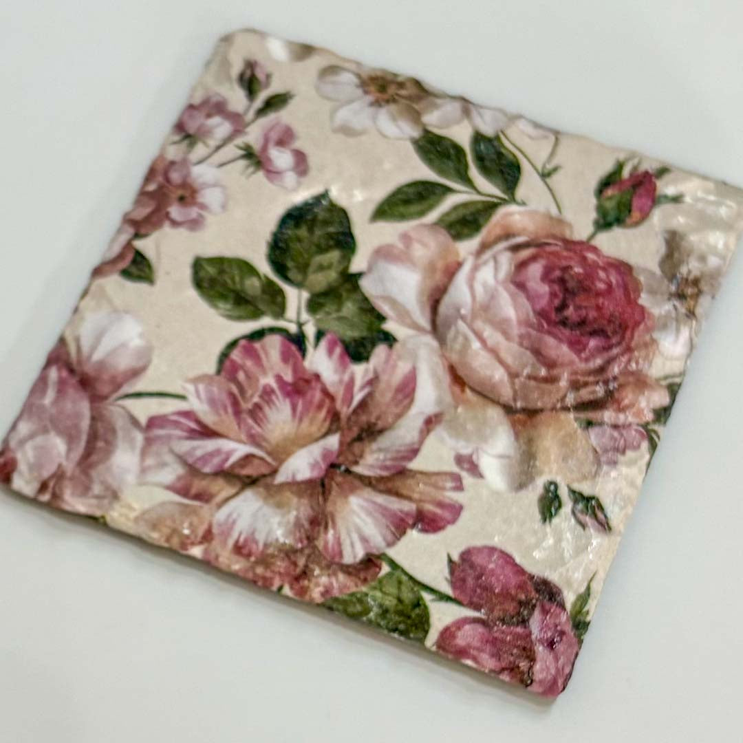 Dusky Pink Rose Coaster Slate - Sarah Tustin_Just Makers