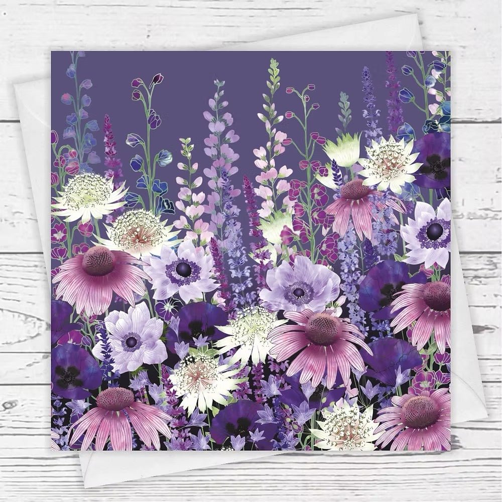 Dusky Tranquility Garden Greeting Card - Fiona Calder - Just Makers Fiona Calder Designs