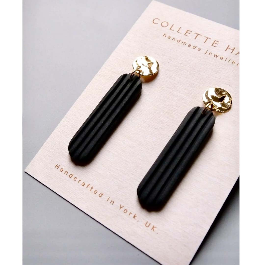 Embossed Dangle Earrings Slate - CH Handmade_Just Makers