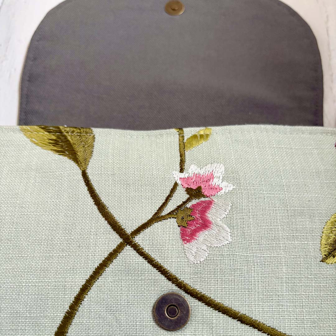Embroidered Linen Crescent Handbag Clasp - Amanda Scott_Just Makers