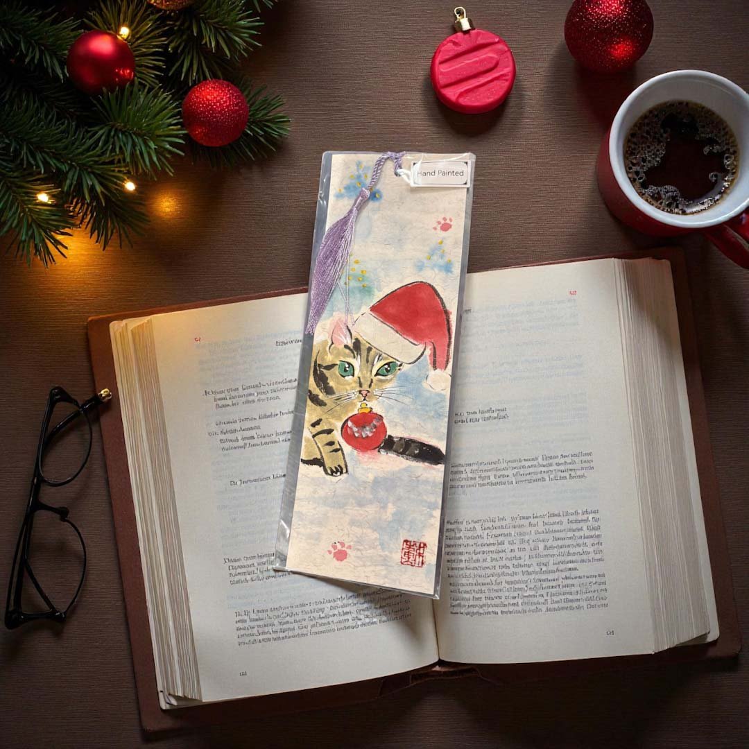 Festive Handpainted Cat Bookmark - Su Yao - Just Makers Su Yao Wukong China Art Craft