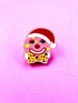 Festive Wooden Mr Blobby Pin Badge - Rat Bean Kat_Just Makers