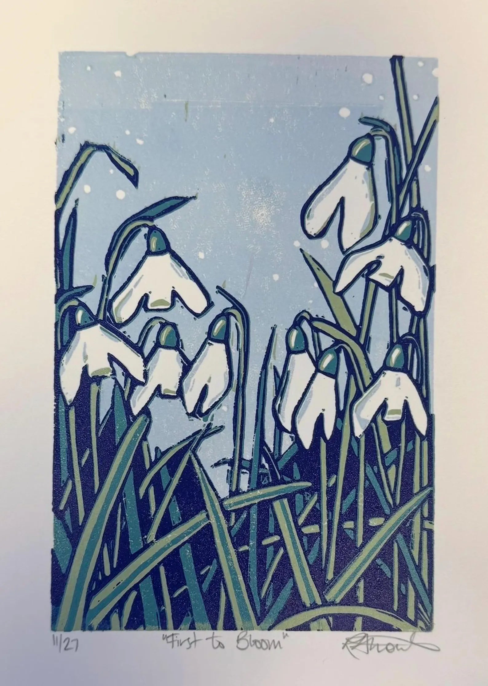 First to Bloom Framed Linocut - Rachel Knowles_Just Makers
