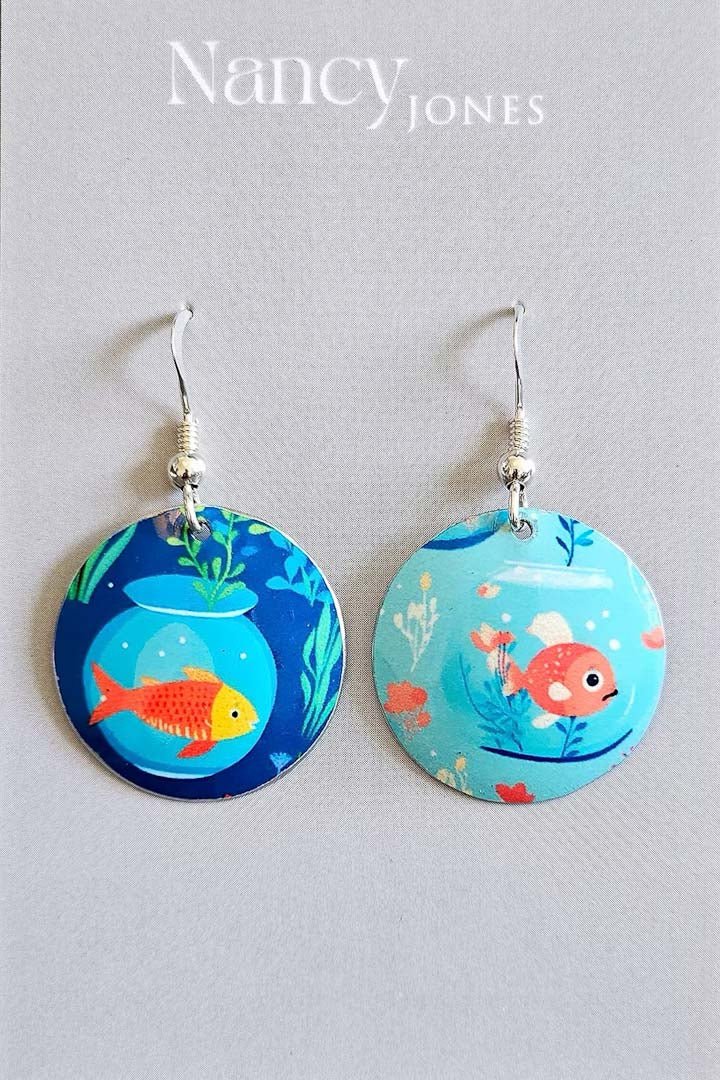 Fish Tank Disc Earrings - Nancy Jones - Just Makers Nancy Jones Jewellery